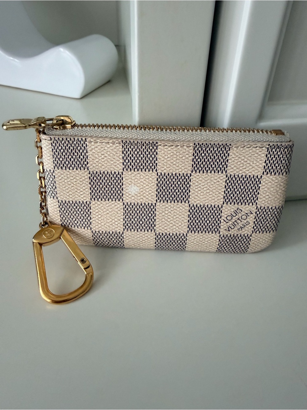 Vintage LOUIS VUITTON Key Cles Pouch Keychain Azur Made In France Authentic